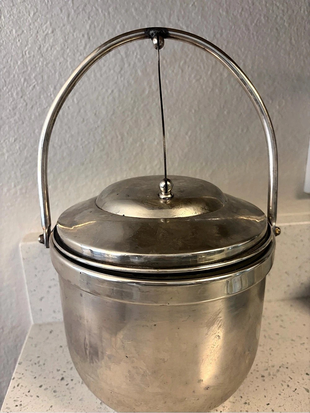 Vintage Gotham Newport Mid Century Metal Ice Bucket Hinged Lid Swing Handle Barw